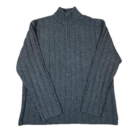 Gap 1/4 Zip Pullover Mock Neck Sweater Jumper Knit Men’s Size Large Grey - Picture 1 of 6
